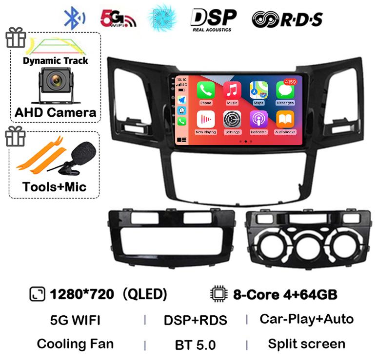 Android 14 Carplay Auto Для Toyota Fortuner HILUX Revo Vigo 2007-2010 2011 2012-2014 2015 Автомагнитола Мультимедийный плеер GPS Стерео