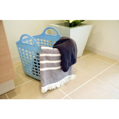 Sanko Plastic Laundry Basket, Beat Basket No. 2, Pastel Blue