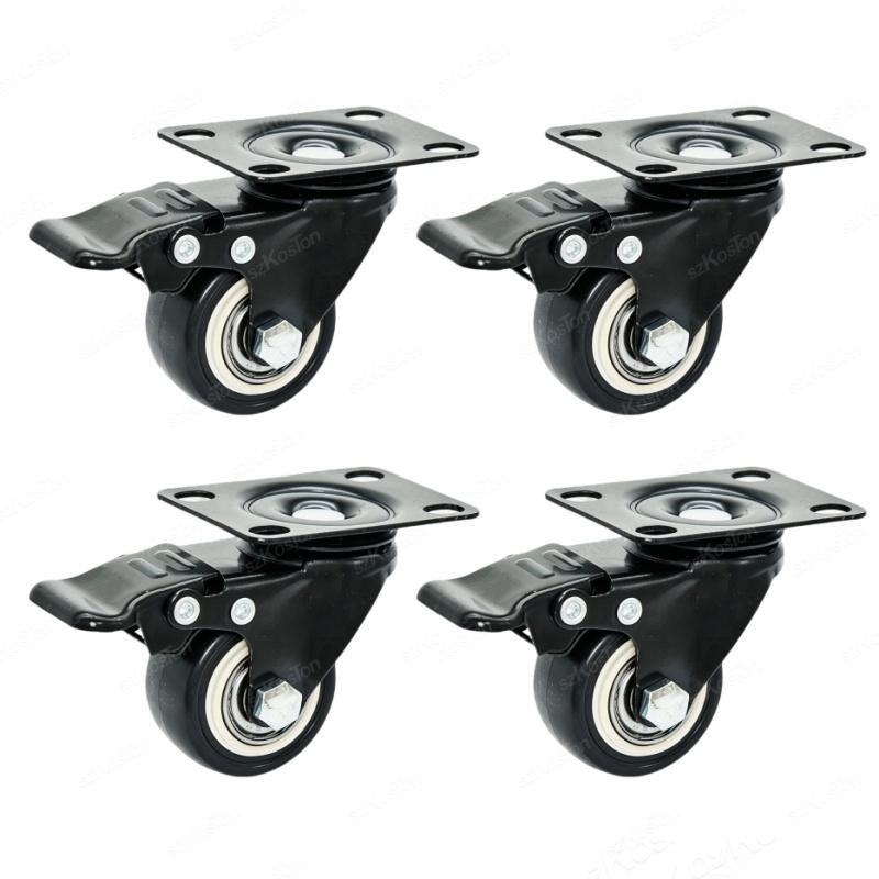 1Pcs/Pack 1" Heavy Duty Caster Fixed Wheels without/with Brakes 161 Degree Swivel PP Castor for Furniture & Industrial Trolley