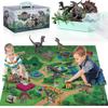 Piao Dinosaur Toy Figure W/ Activity Play Mat & Trees, Educational Realistic Dinosaur Playset To Create A Dino World Including T-rex, Triceratops, Vel