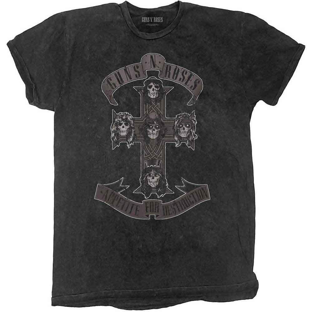 Boys' Guns N Roses Monochrome Cross Stone Wash T-shirt Youth Medium Black