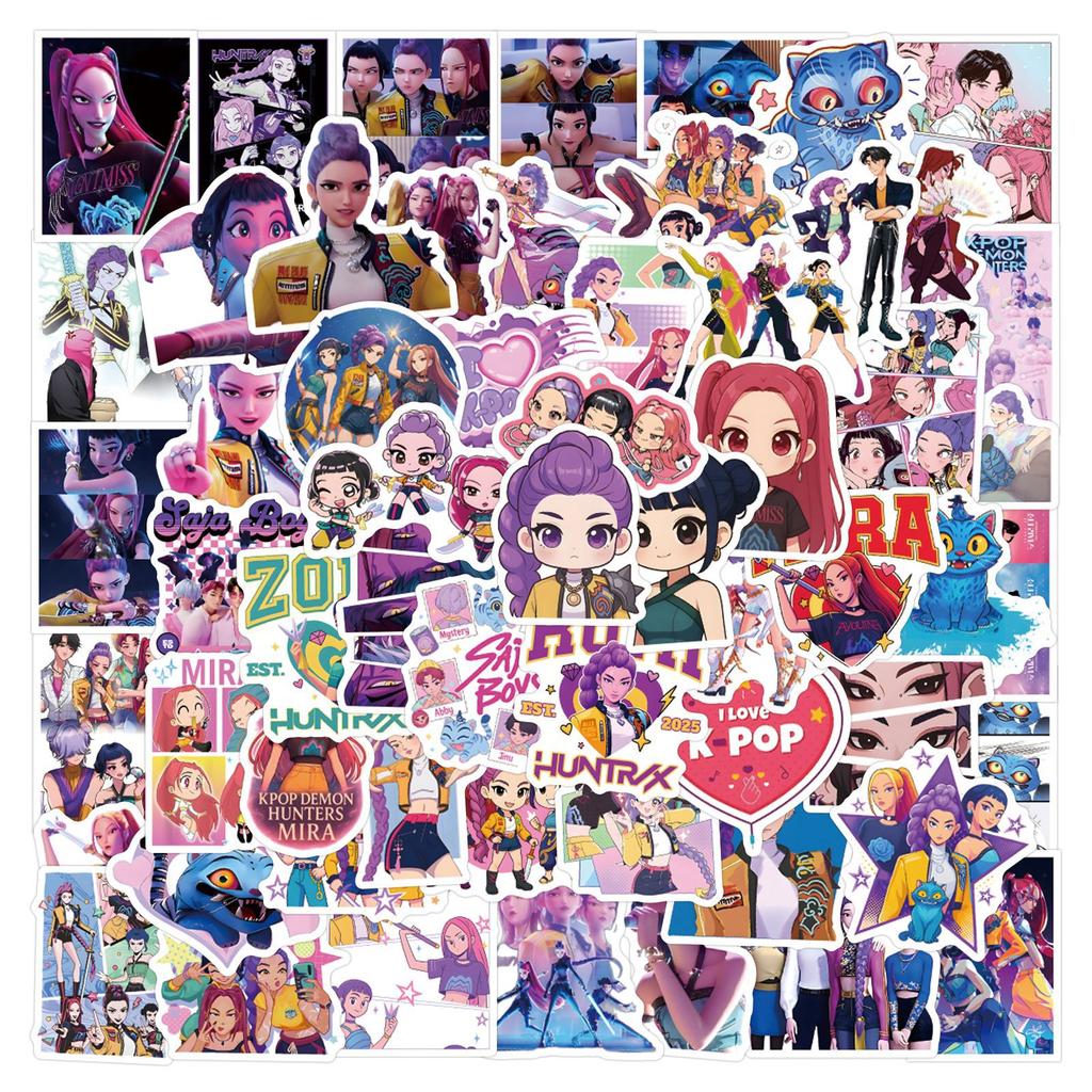 55-110PCS K-POP Demon Hunters Stickers Anime Waterproof Vinyl Decals for Laptop Water Bottle Skateboard Phone Gift for Fans