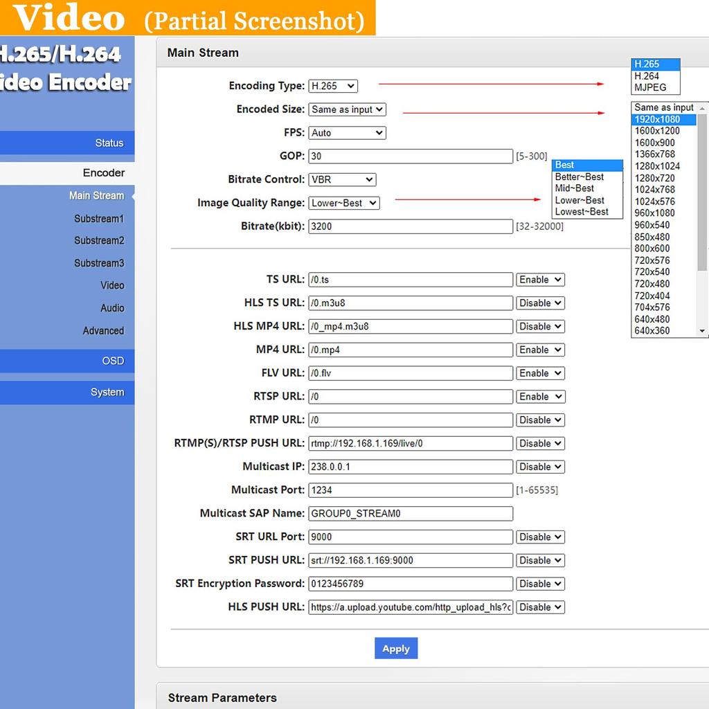 URayTech HEVC 4K 1080P HD Video Audio Encoder Supports Protocols Such As and the HDMI To IP Converter Can Be Used for Live Broadcasting On NVR and