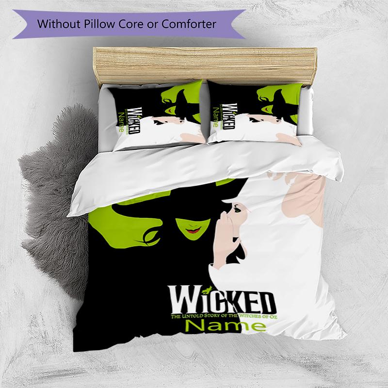 3pcs Custom Name Wicked Bedding Set Duvet Cover Closure Includes 1 Duvet Cover & 2 Pillowcases for All Seasons Bedroom Decor