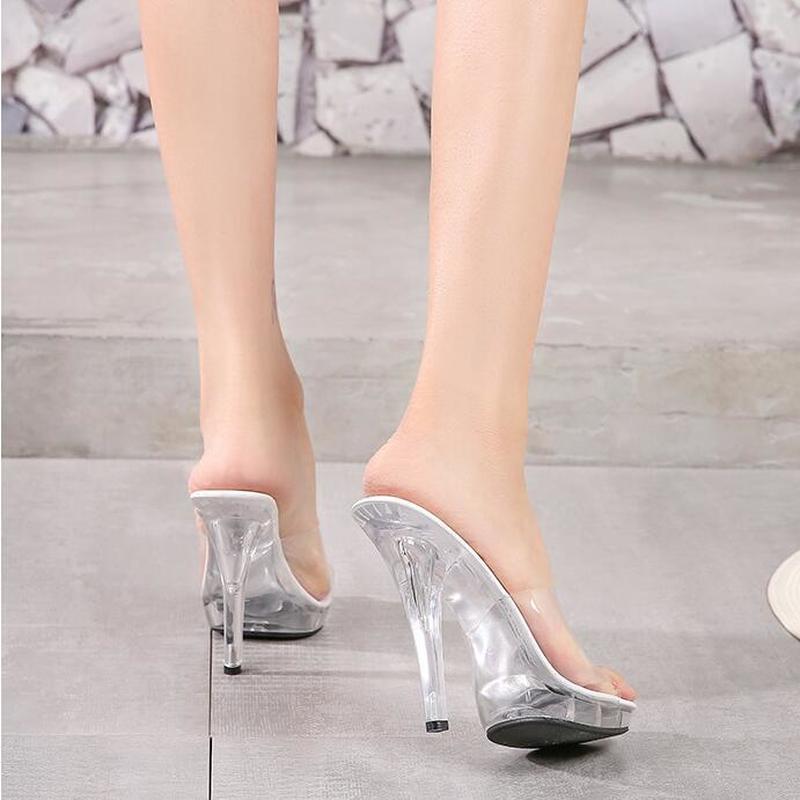 12 см высота кристалл тапочки женские летние водонепроницаемые платформы нескользящая толстая подошва прозрачный ПВХ сандалии женские туфли-лодочки 2019