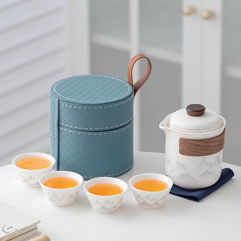 Yuzhuxun Lingxue Mutton Fat Jade Porcelain Travel Tea Set