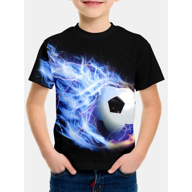 Детская одежда Повседневная футболка Футболка с принтом 3D для мальчиков Футболка с коротким рукавом Модный детский топ с круглым вырезом Детская футболка