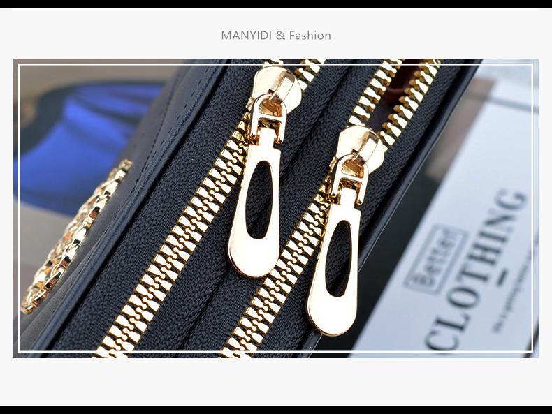 Женский длинный кошелек с двойной молнией: Вместительный клатч и сумка для мобильного телефона