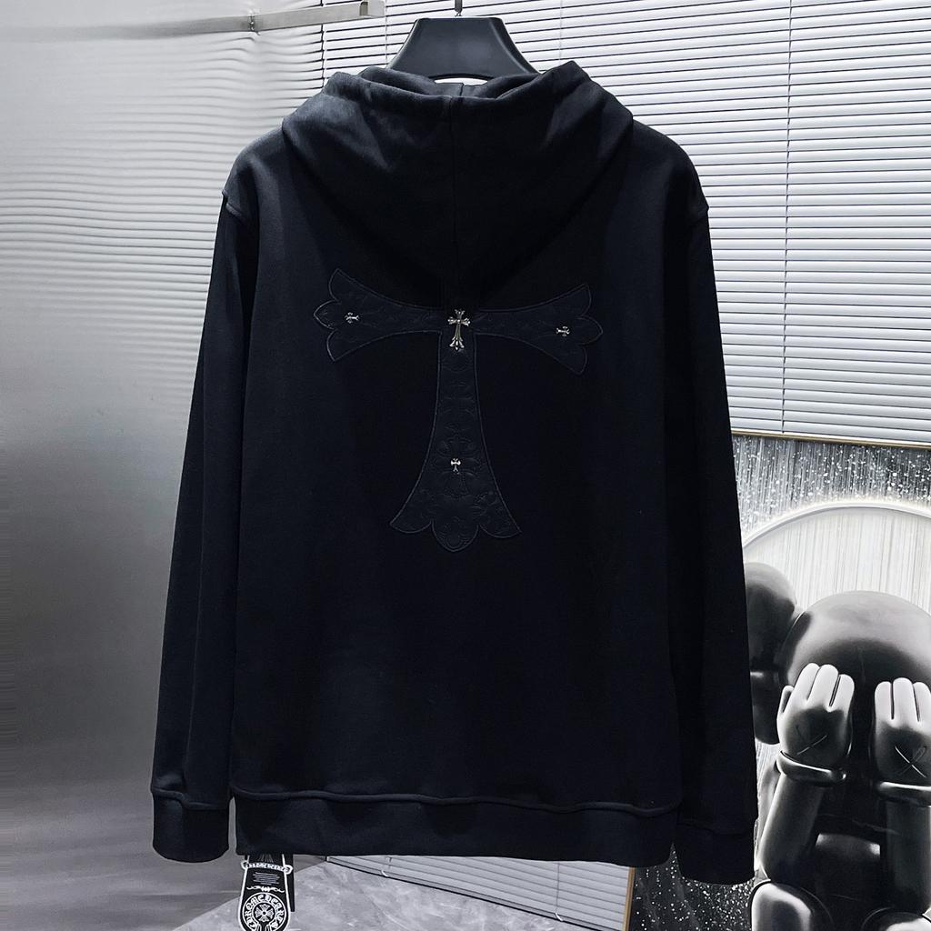 8632 CHROME HEARTS 2025 Новинка Весна и Осень Плюс Размер Тонкий Стиль Классический Стиль Логотип Молния Свитшот С Капюшоном Для Пар