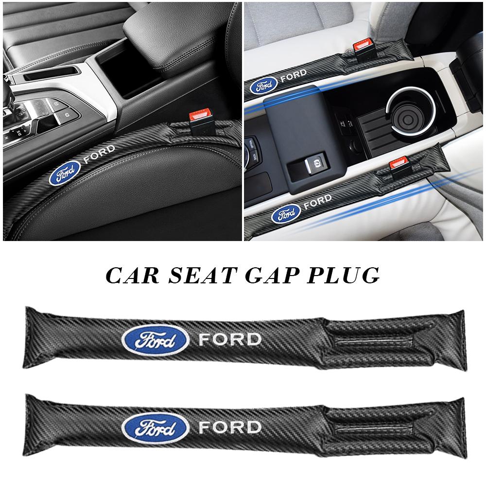 AAAMR1 Carbon Fiber Leather Car Seat Gap Strip Belongings Leakproof Plug For Ford Focus Fiesta Mondeo S-MAX Kuga Mustang Accessories