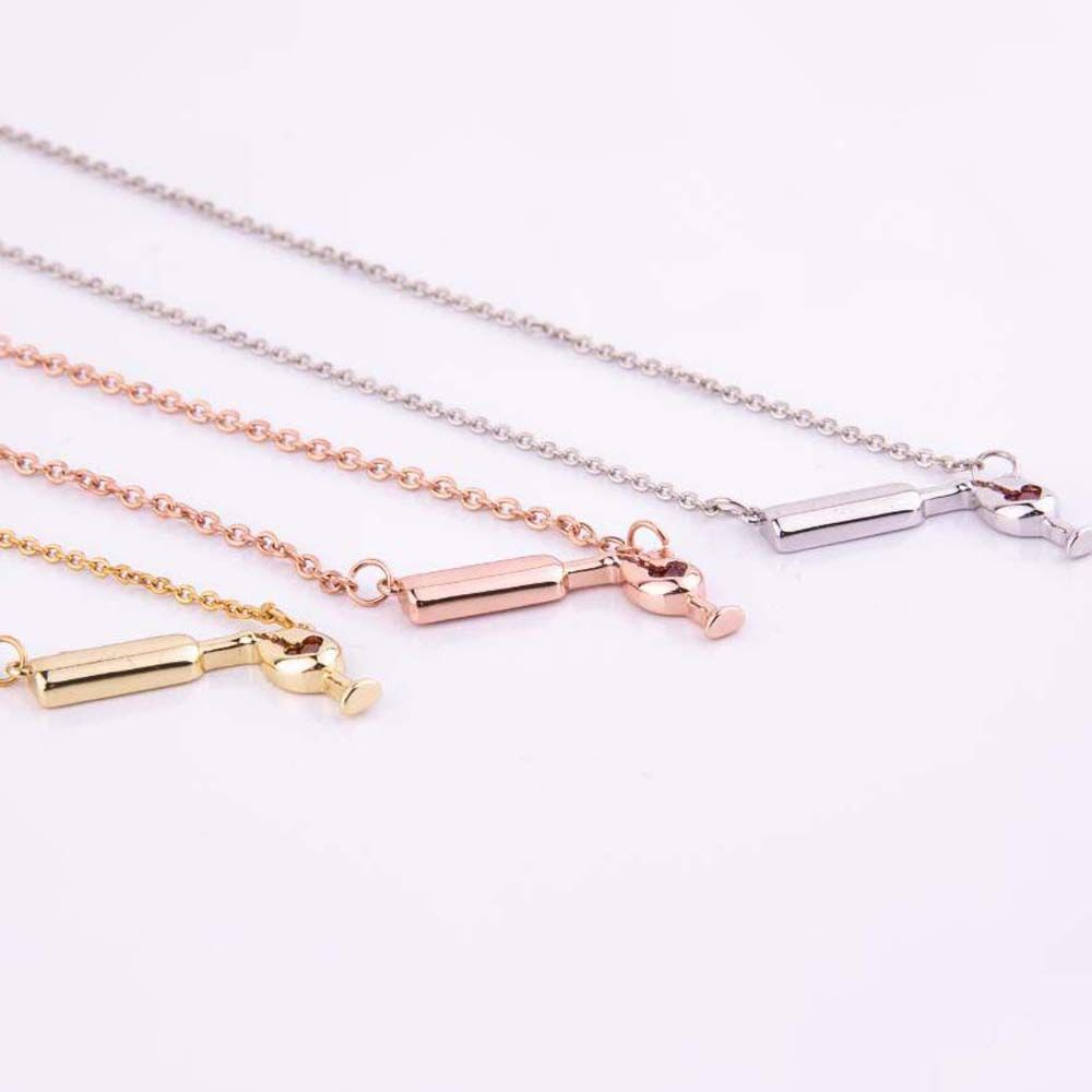 Wedding Gift For Women Zinc Zinc Alloy Red Wine Wineglass Glass Bottle Pendant Jewelry Necklace Choker
