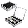 12 Slots Useful Aluminium Watch Boxes Jewelry Watches Display Storage Box Square Case Suede Inside Rectangle Clocks Holder