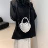 Street Chic Pu Small Square Bag Trendy Heart-shaped Zipper Closure Shoulder Bag Silver