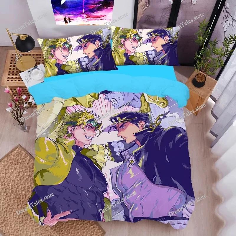 Аниме Невероятные приключения Комплект постельного белья JoJo Покрывало Наволочка Джотаро Куджо Покрывало для мальчиков девочек Размер Twin Queen