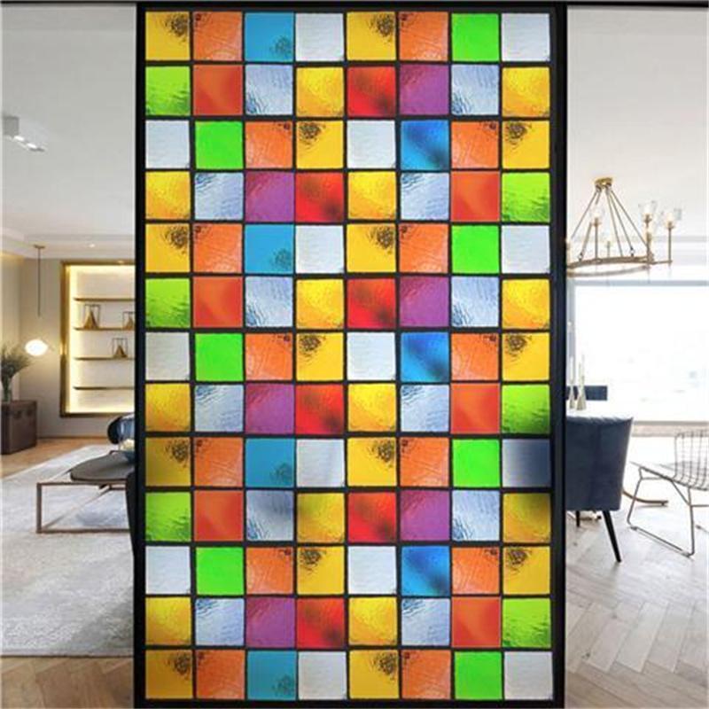 Оконная пленка, матовая витражная пленка, церковная статическая липкая пленка для конфиденциальности, самоклеящаяся наклейка на окно, кухня, офис, домашний декор