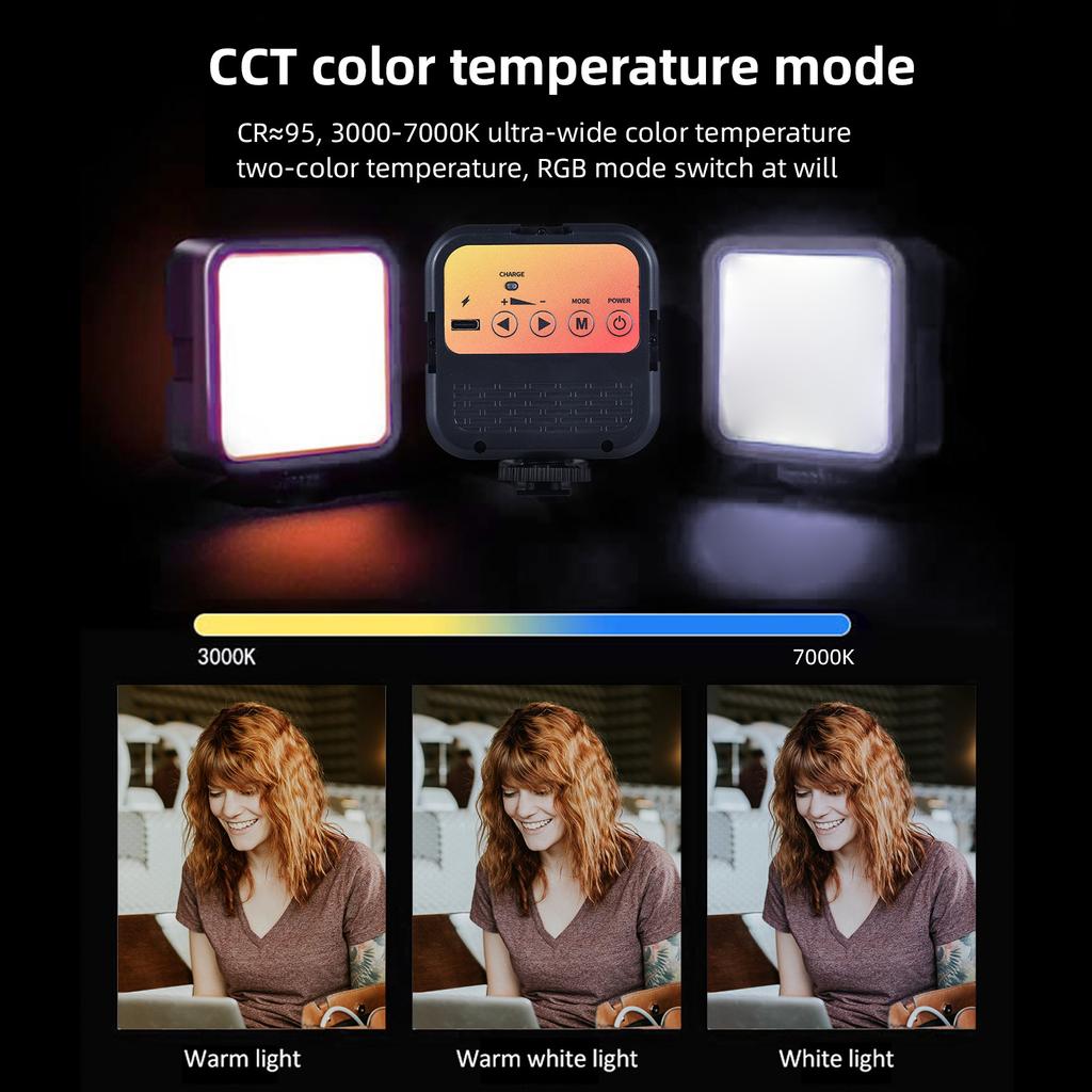 5W Pocket Led Light Mini Video Lamp Bi-color Photography Light with 3 Cold Shoe Mounts & 1/4in