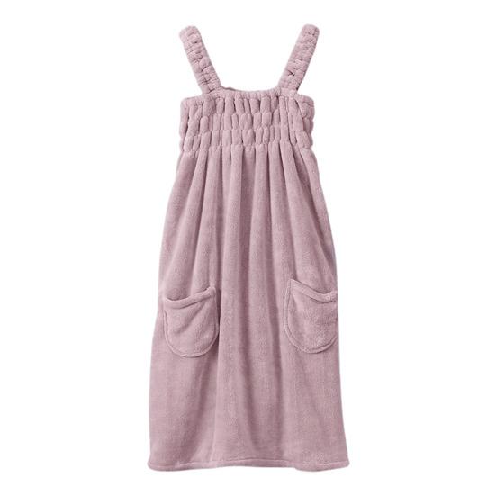 Коралловый флисовый банный халат, быстро впитывающий, быстросохнущий, эластичный, без рукавов, плиссированный, с карманами, свободный, на подтяжках, одежда для пляжа, спа, бассейна, банный халат