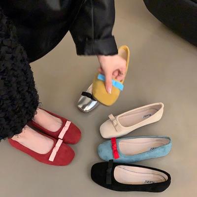 Неглубокие одинарные туфли женские весна и осень новые красные туфли французские вечерние бризы нежные феи плоские шапочки-бини