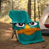 1pc Phineas and Ferb2 Theme Blanket - Digital Print, Polyester, Cozy for All Seasons, Perfect for Outdoor, and Travel