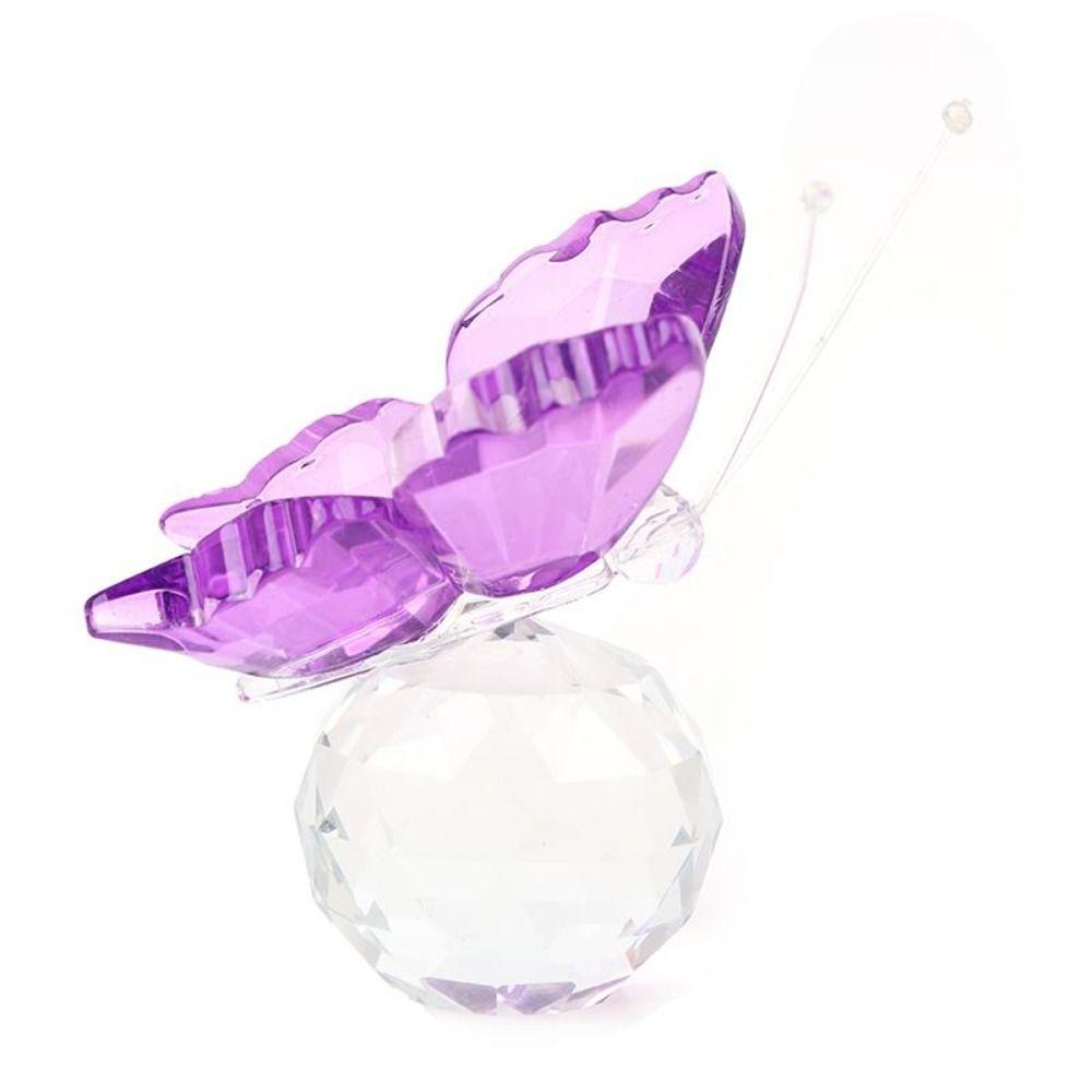 Paperweight Table Ornaments Glass Craft Crystal Butterfly Figurine Crystal Ball Glass Miniature