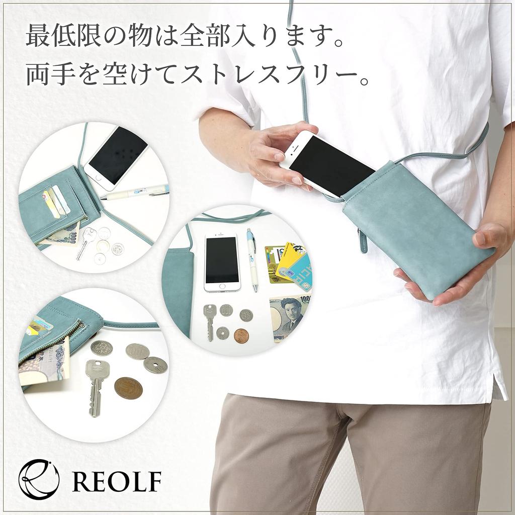 REOLF Genuine Leather Smartphone Made in Shoulder Mobile Phone Pouch Pouch, Japan, Bag, Men's & Women's, (Black)