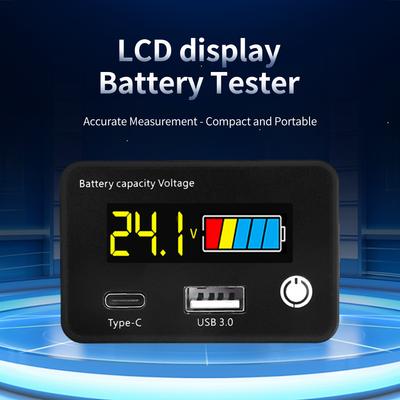 DC8-30V Цифровой вольтметр 6-в-1 Индикатор питания Выход USB3.0+Type-C Тестер уровня заряда батареи Сигнал низкого напряжения