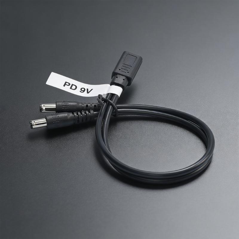USB C к двойному DC-кабелю питания 5,5x2,1 мм 9 В 12 В 3 А для светодиодных лент, роутера, вентилятора, динамика, зарядки