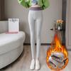 New Autumn and Winter Fleece Pants Wear Gray Leggings, Women Wear High Waist Large Size Fat Mm Small Foot Long Johns Cotton Pants
