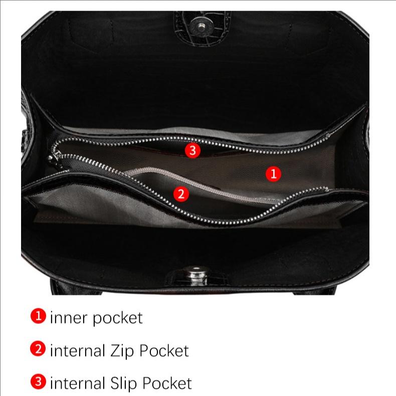 Роскошная черная сумка-тоут из коровьей кожи с тиснением под крокодила – Элегантная и практичная для путешествий