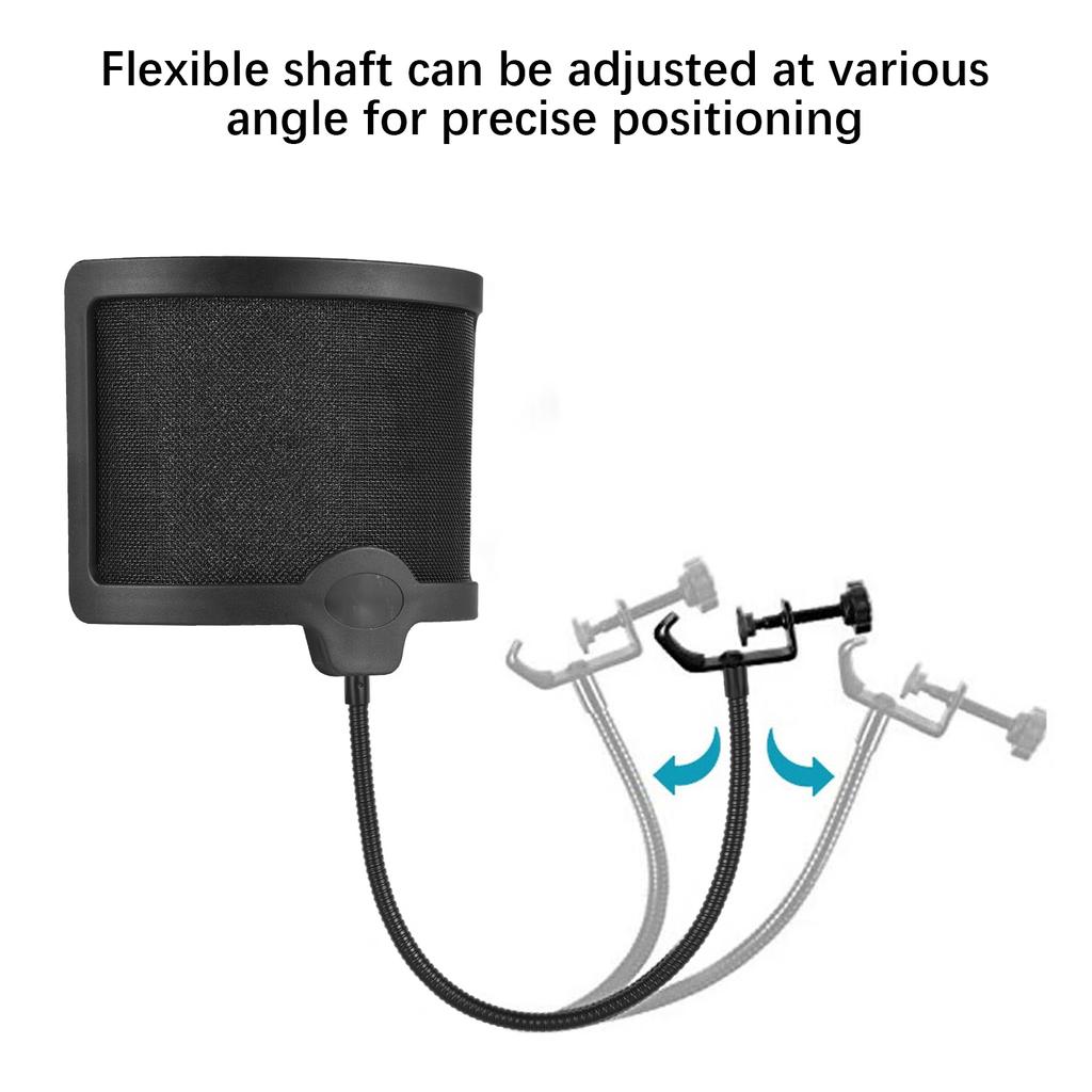 U-образный поп-фильтр с гибким держателем, акустический фильтр, сетка от шума ветра для микрофона, ветрозащита