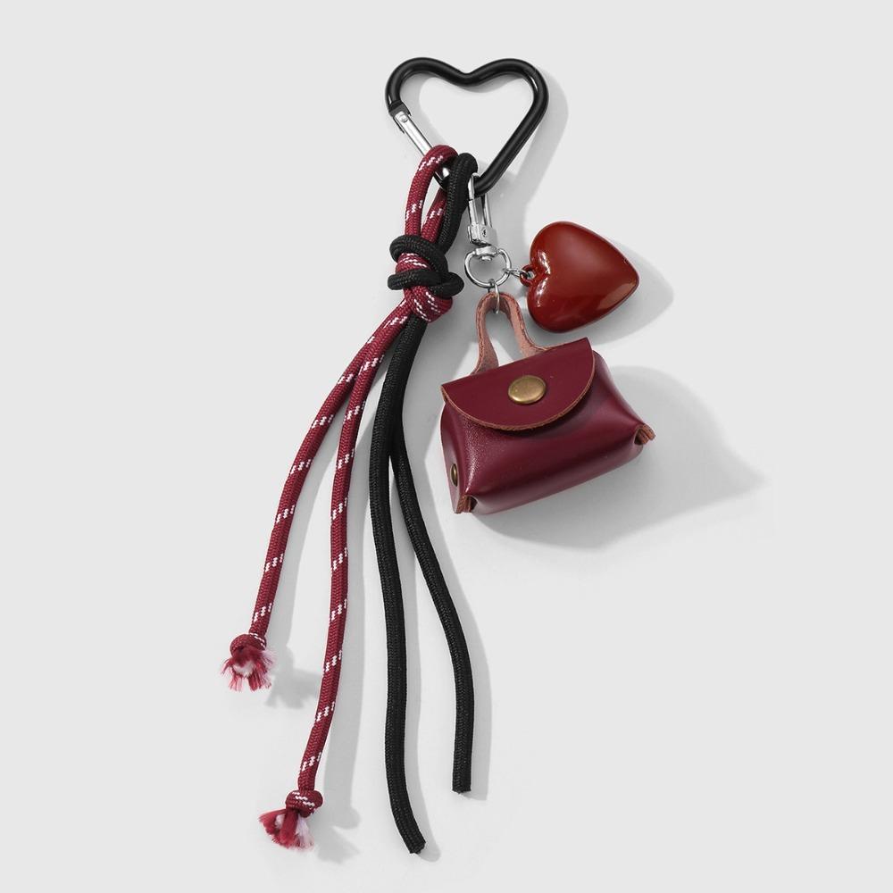 New Woven Rope Bow Keychain DIY Sweet Pendant Heart Bag Keyrings