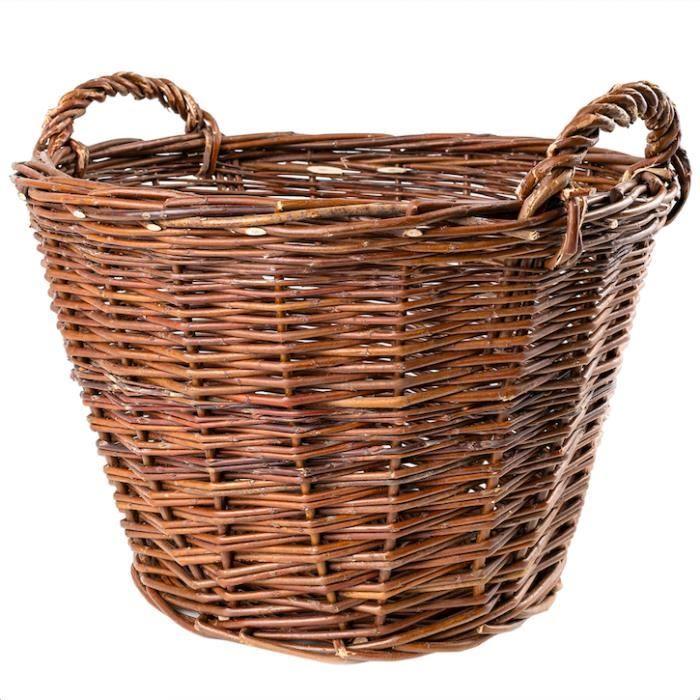 Corbeille osier - Creative Home - Panier de rangement - 45x30x37cm - 100% Naturel - Marron