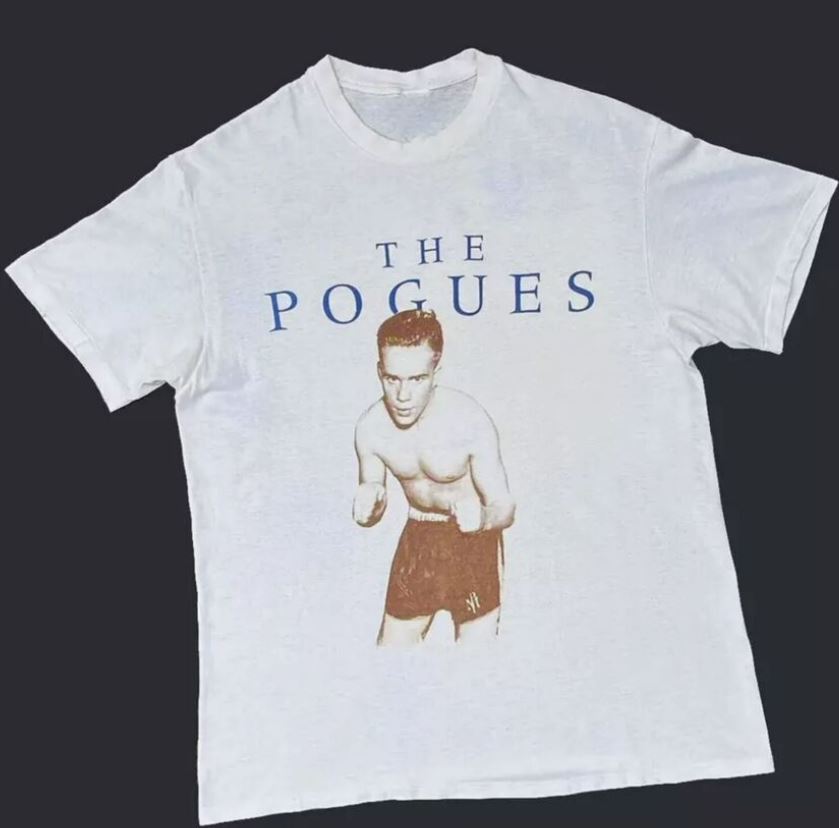 Винтажная футболка THE POGUES "Мир и любовь" 89 Шейна Макгоуэна, белая, унисекс.