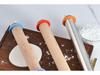 Adjustable Stainless Steel and Beech Wood Rolling Pin - Thickness Control for Dough Kneading