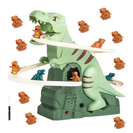 Электрическая игрушка-горка с динозавром и светомузыкой, мультяшный динозавр, автоматическая лестница