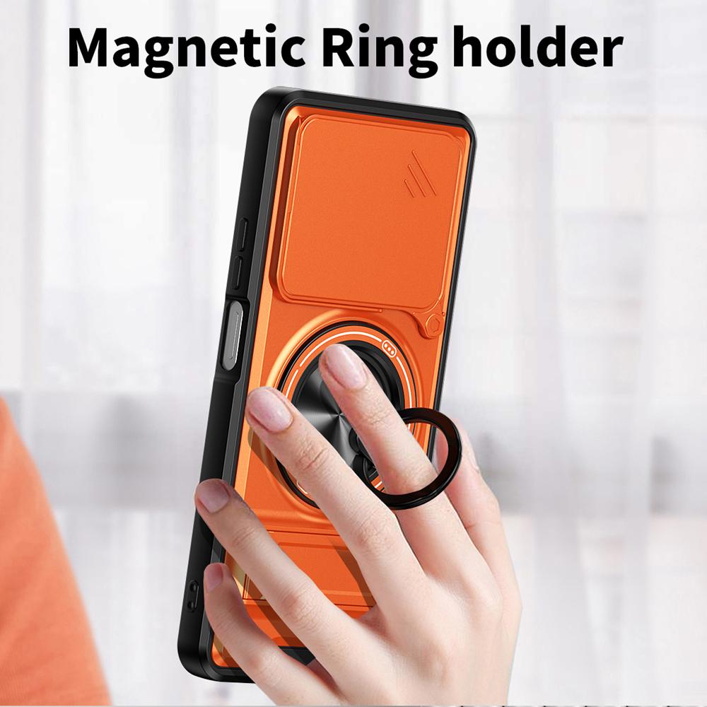 KEYSION Магнитный чехол для телефона OPPO Realme C61 C63 Защита камеры со сдвижной крышкой Вертикальная подставка 360 Кольцо Ударопрочная задняя крышка