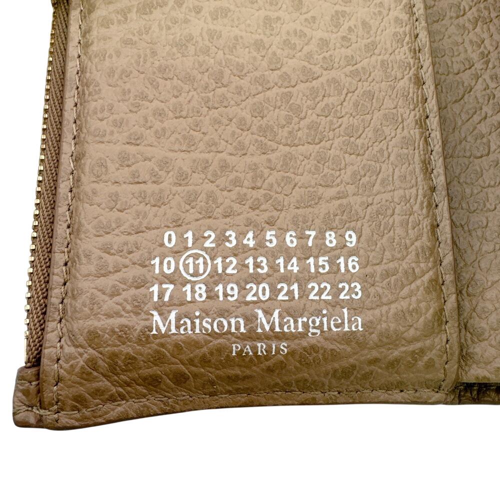 Maison Margiela SA3UI0010 Compact wallet 4 stitches leather Tri-fold wallet beige leather Used