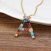 Nidin High Quality Wholesale 26 Letters Multi-color Zircon Necklace Copper Pendant Women Girl Fine Party Jewelry Family Gifts