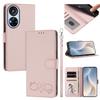 Happy Heart Pattern Magnetic Closure Vegan Leather Phone Case With Wrist Strap For ZTE Blade A56 4G