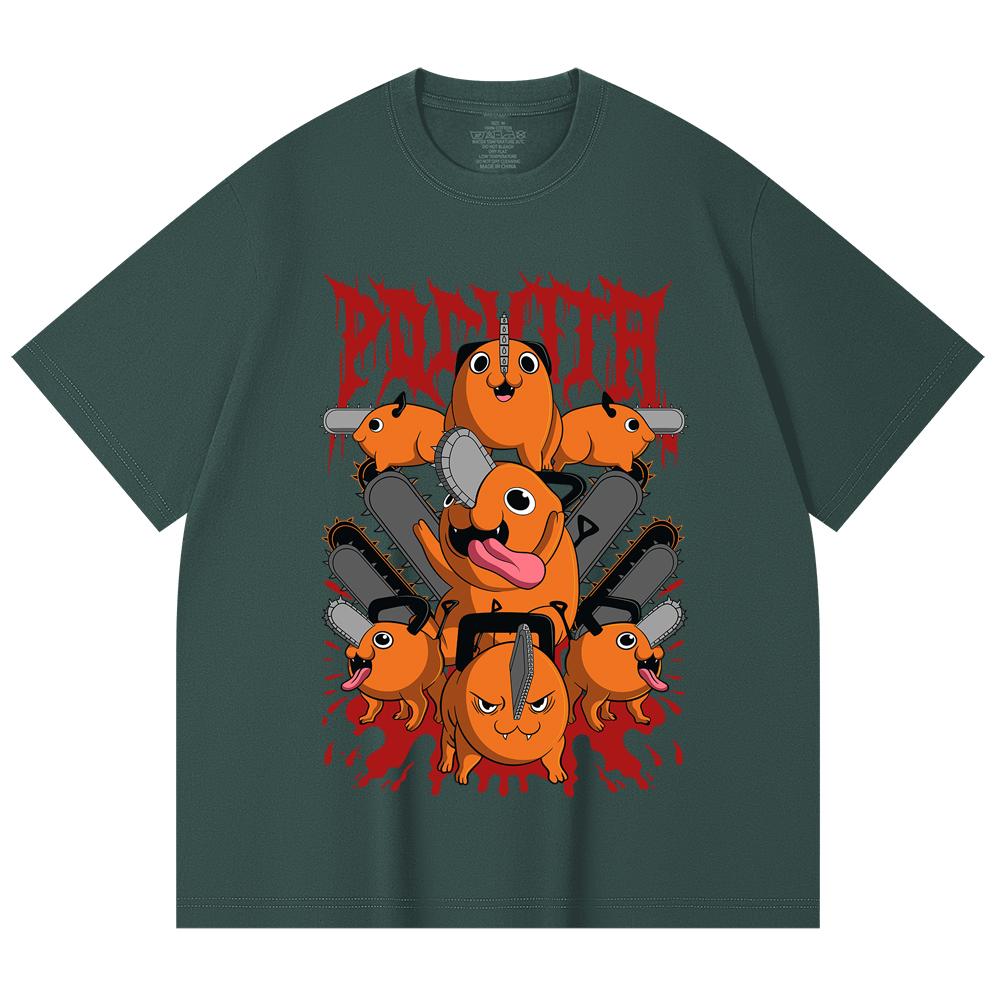 230 Gsm 100% Cotton Chainsaw Man V8 Pochita Print Unisex Heavy Cotton T Shirt