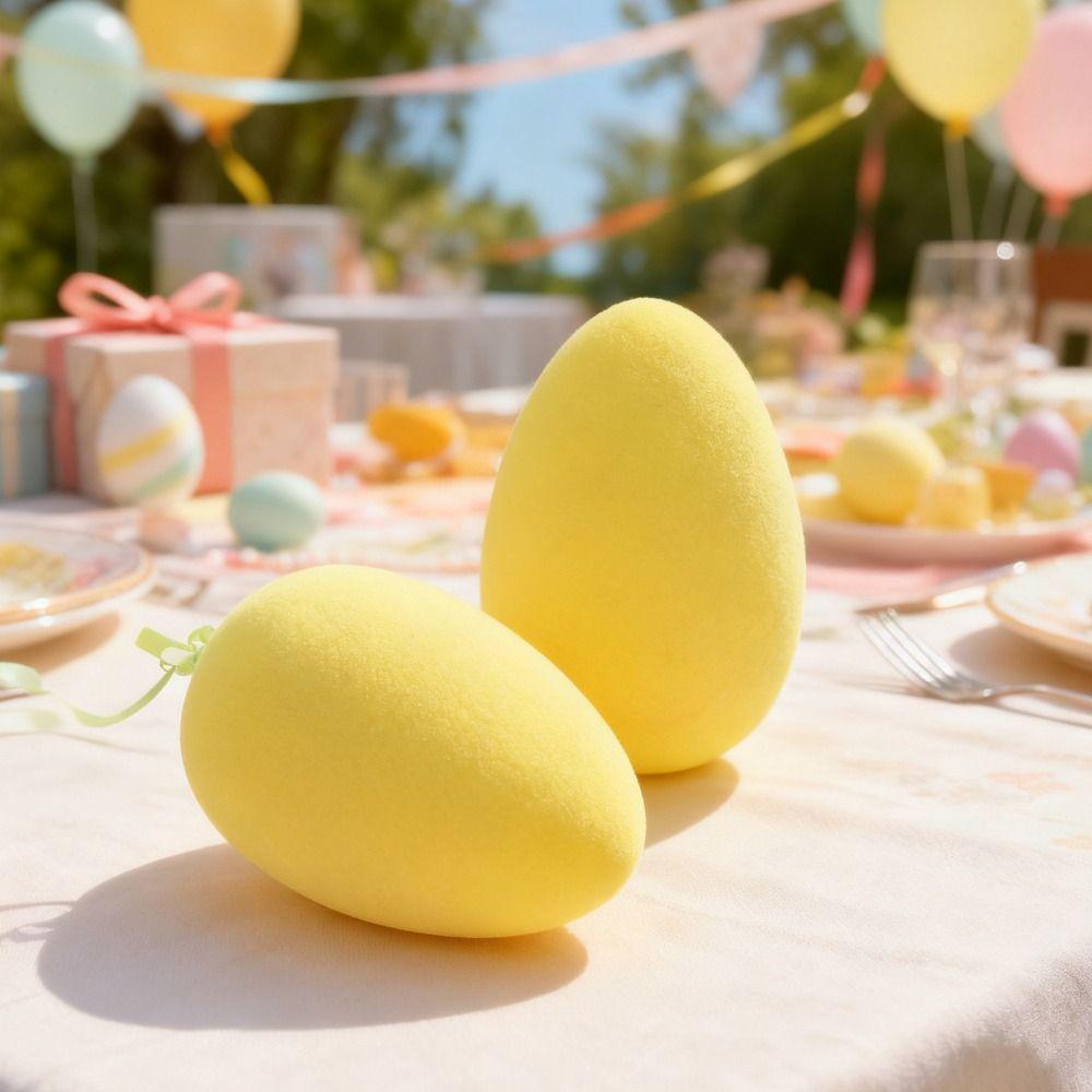 Flocking Design Easter Egg Ornament Colorful Flocking Handmade Craft  Craft Display