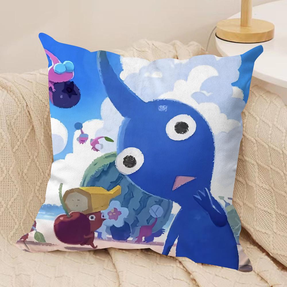 Cartoon PPIKMINS Cushion Cover Silky Short Plush Sofa Pillow Cover Hidden Zipper Soft Dustproof Case for Home Decor