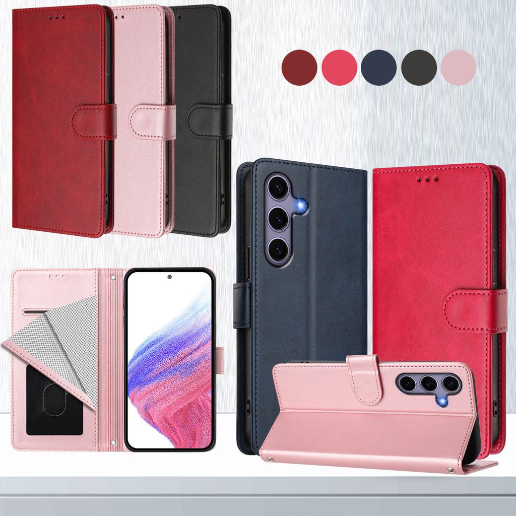 Luxury Leather Flip Case For Samsung Galaxy S25 Edge S25 Ulrra S25 FE S25 Plus S25 S24 Ultra S24 FE S24 Plus S24 Stand Cover