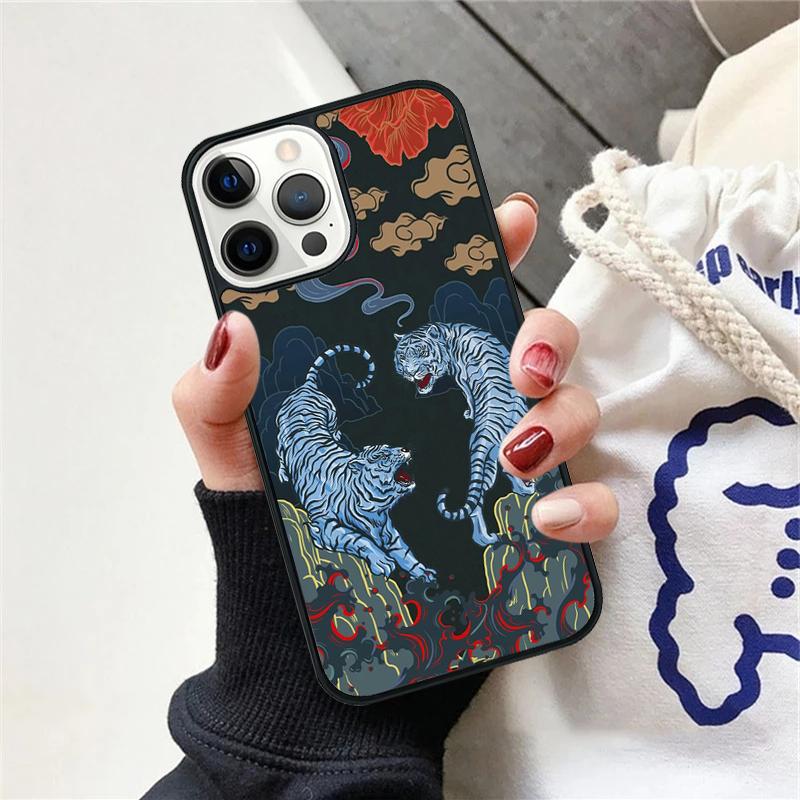 Чехол для телефона в японском стиле с тигром, кошкой сиба-ину для iPhone 17 Air 15 16e Чехол 11 13 14 Pro Max 12 Plus Max Fundas