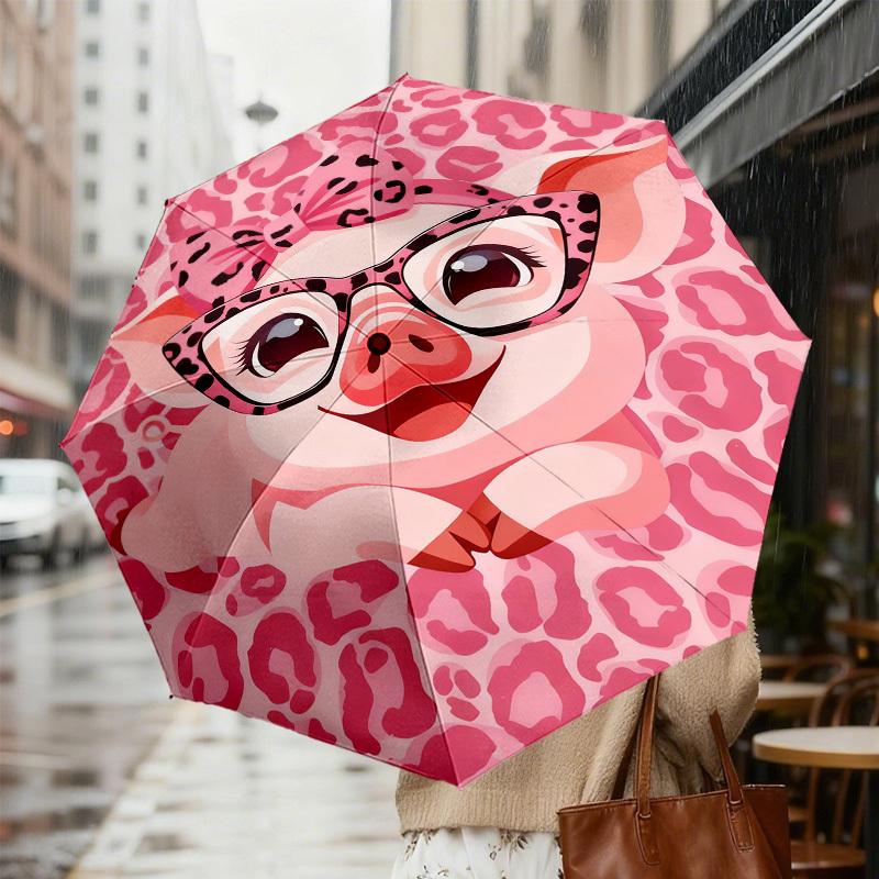 1 шт. Розовый узор со свиньями Дизайн зонта Автоматическое открытие и закрытие Зонт, Высококачественный дорожный зонт, c1128172