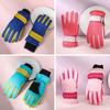 Winter Fashion Print Non-slip Thick Warm Windproof Long-sleeved Mittens Children Ski Gloves