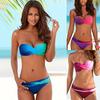 Мягкий комплект бикини пуш-ап, сексуальный однотонный женский купальник-бандо, купальный костюм, купальный костюм из двух предметов, пляжная одежда