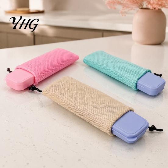 Polyester Straw Case for Kids Mesh Cutlery Drawstring Bag Straws And Chopsticks, Portable Breathable Washable Spoon Holder Picnic Utensil Pouch,