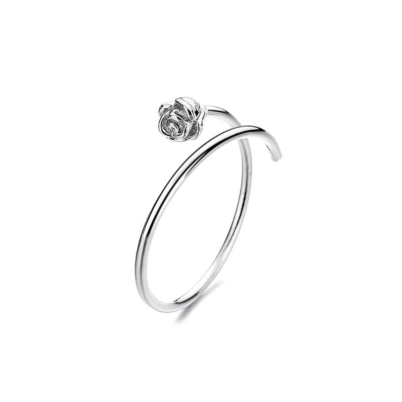 Three-Dimensional Design Sense Rose Open Ring Student Cold Wind Flower Line Ring Trendy Girl