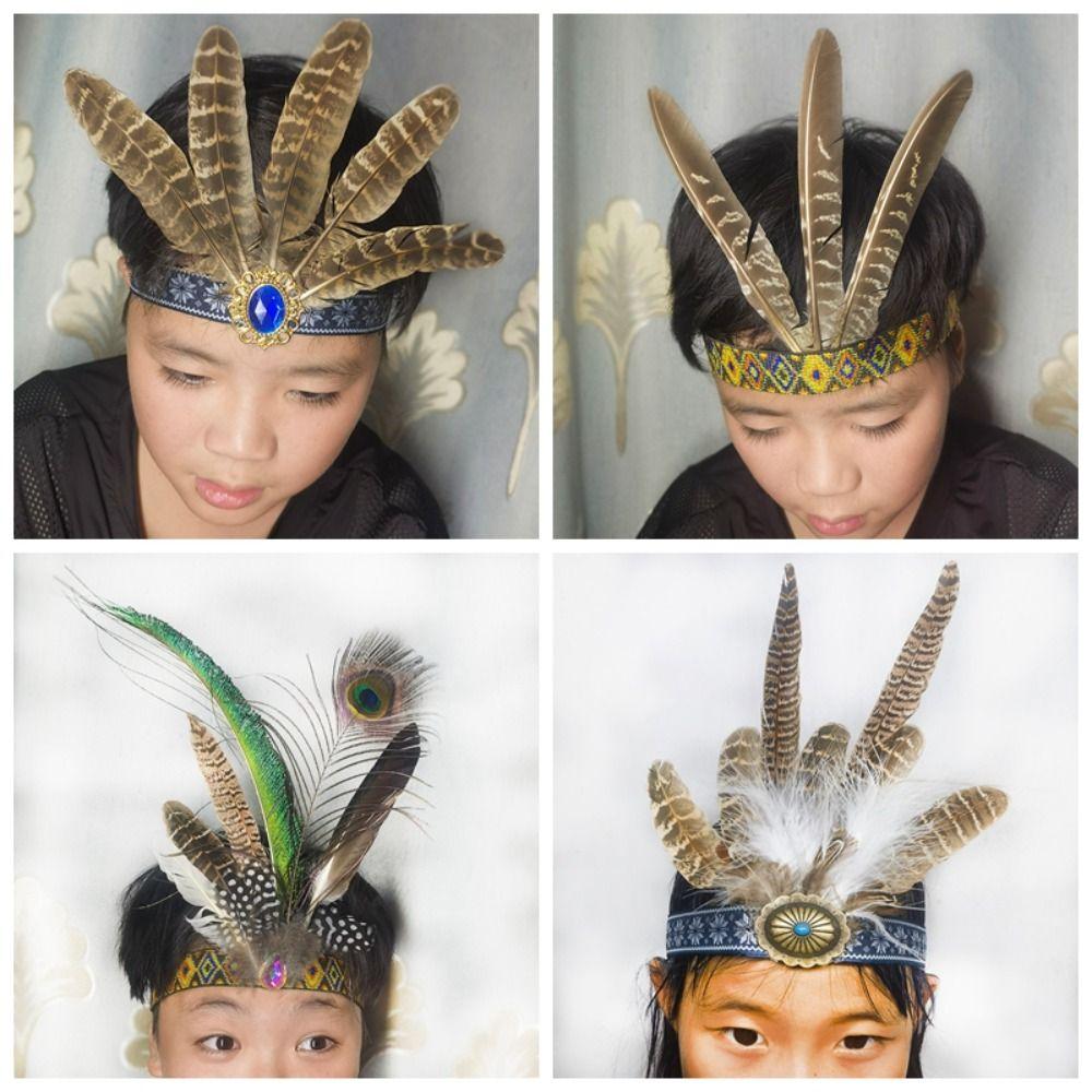 Colorful Feathered Hairband Ethnic Style Indian Hairband Fashion Hair Ornament Special Occasion